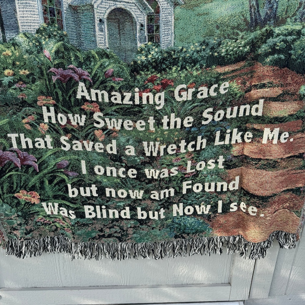 Amazing Grace Tapestry Woven Throw Blanket Church Faith New 50x60" Religious USA - Picture 2 of 6